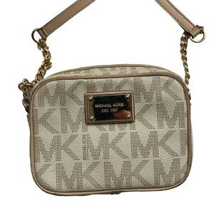 Michael Kors white signature mk mini crossbody bag